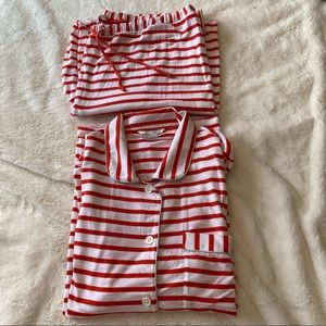 Boden Orange & White Striped Pajama Set Sz L